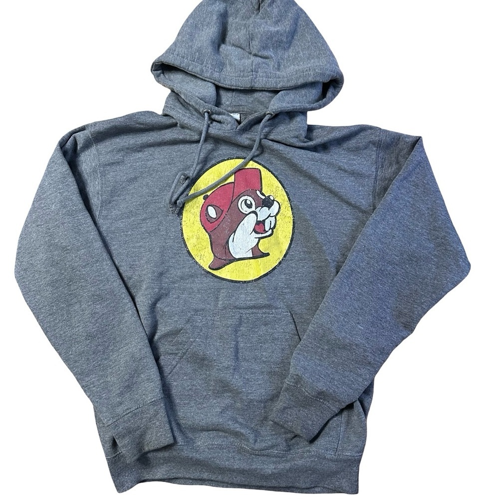 Buc-ee’s Gray Hoodie Small Classic Beaver Logo Basic Comfy Oversized Gas Station